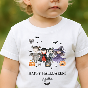 Personalised Halloween T-Shirt, Pumpkin Patch Tee, Custom Trick or Treat Tee, Spooky Tee, Too Cute to Spook, Boo Bag Gift, Girls Halloween Tee