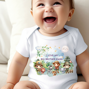 Personalised Baby Sleepsuit Baby Vest, I Love My Mummy Daddy Auntie, Safari Animal Design, Baby Shower Gift, Custom Safari Baby Outfit, Elephants Tigers Lions