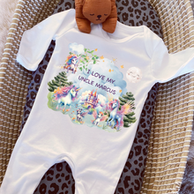 Load image into Gallery viewer, Personalised Baby Sleepsuit Baby Vest, I Love My Mummy Daddy Auntie, Unicorn Design, Baby Shower Gift, Custom Unicorn Baby Outfit
