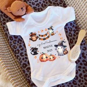 Personalised First Halloween Baby Vest My first Halloween Babygrow Pumpkin Baby's First Halloween Trick or Treat 1st Halloween Personalised Romper