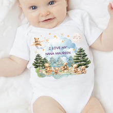 Load image into Gallery viewer, Personalised Baby Sleepsuit Baby Vest, I Love My Mummy Daddy Auntie, Teddy Bear Design, Baby Shower Gift, Custom Teddy Baby Outfit
