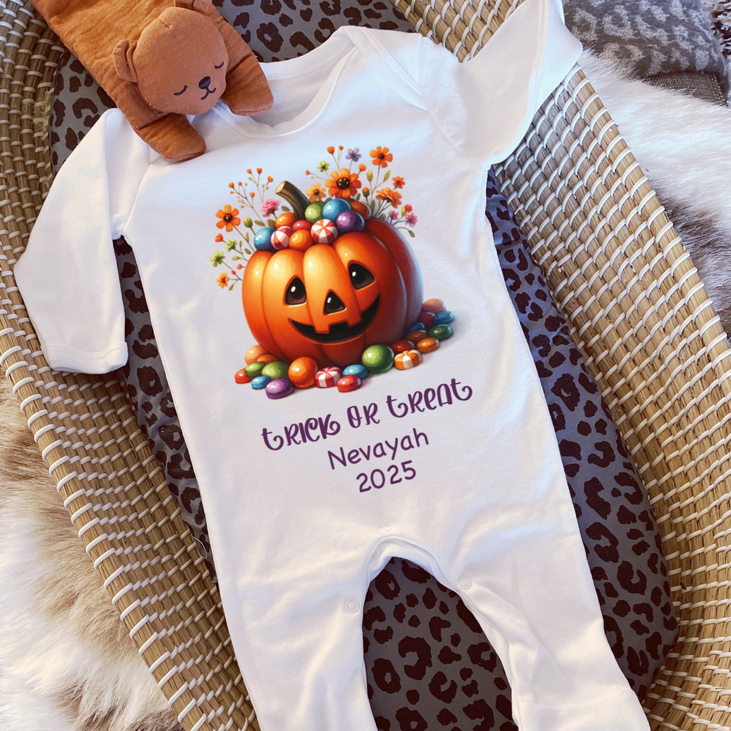 Personalised First Halloween Baby Vest My first Halloween Babygrow Pumpkin Baby's First Halloween Trick or Treat 1st Halloween Personalised Romper