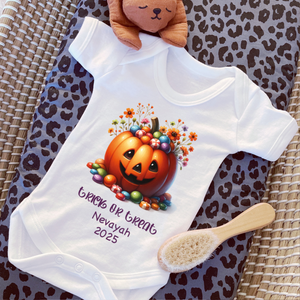 Personalised First Halloween Baby Vest My first Halloween Babygrow Pumpkin Baby's First Halloween Trick or Treat 1st Halloween Personalised Romper