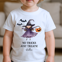 Load image into Gallery viewer, Personalised Halloween T-Shirt, Pumpkin Patch Tee, Custom Trick or Treat Tee, Spooky Tee, Too Cute to Spook, Boo Bag Gift, Girls Halloween Tee
