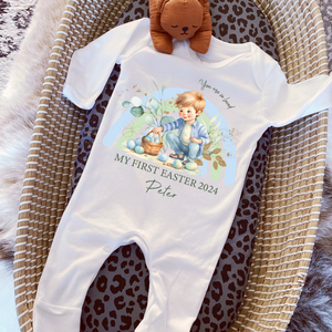 Easter Babygrow, Easter Sleepsuit, My 1st Easter, My First Easter, Babies first Easter sleepsuit, Easter baby outfit, New baby gift Vest