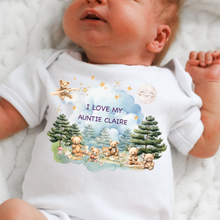 Load image into Gallery viewer, Personalised Baby Sleepsuit Baby Vest, I Love My Mummy Daddy Auntie, Teddy Bear Design, Baby Shower Gift, Custom Teddy Baby Outfit

