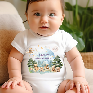 Personalised Baby Sleepsuit Baby Vest, I Love My Mummy Daddy Auntie, Teddy Bear Design, Baby Shower Gift, Custom Teddy Baby Outfit