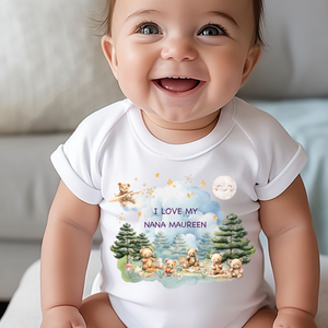 Personalised Baby Sleepsuit Baby Vest, I Love My Mummy Daddy Auntie, Teddy Bear Design, Baby Shower Gift, Custom Teddy Baby Outfit