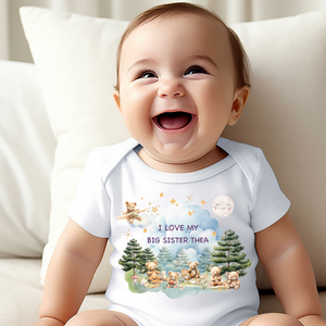 Personalised Baby Sleepsuit Baby Vest, I Love My Mummy Daddy Auntie, Teddy Bear Design, Baby Shower Gift, Custom Teddy Baby Outfit