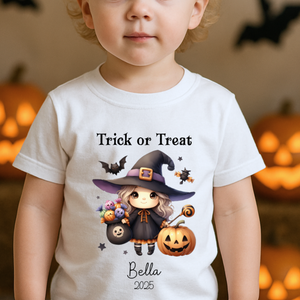 Personalised Halloween T-Shirt, Pumpkin Patch Tee, Custom Trick or Treat Tee, Spooky Tee, Too Cute to Spook, Boo Bag Gift, Girls Halloween Tee