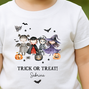 Personalised Halloween T-Shirt, Pumpkin Patch Tee, Custom Trick or Treat Tee, Spooky Tee, Too Cute to Spook, Boo Bag Gift, Girls Halloween Tee