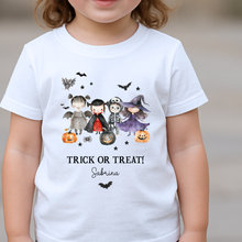 Load image into Gallery viewer, Personalised Halloween T-Shirt, Pumpkin Patch Tee, Custom Trick or Treat Tee, Spooky Tee, Too Cute to Spook, Boo Bag Gift, Girls Halloween Tee
