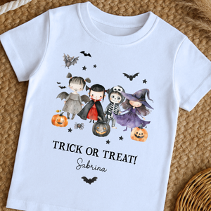 Personalised Halloween T-Shirt, Pumpkin Patch Tee, Custom Trick or Treat Tee, Spooky Tee, Too Cute to Spook, Boo Bag Gift, Girls Halloween Tee