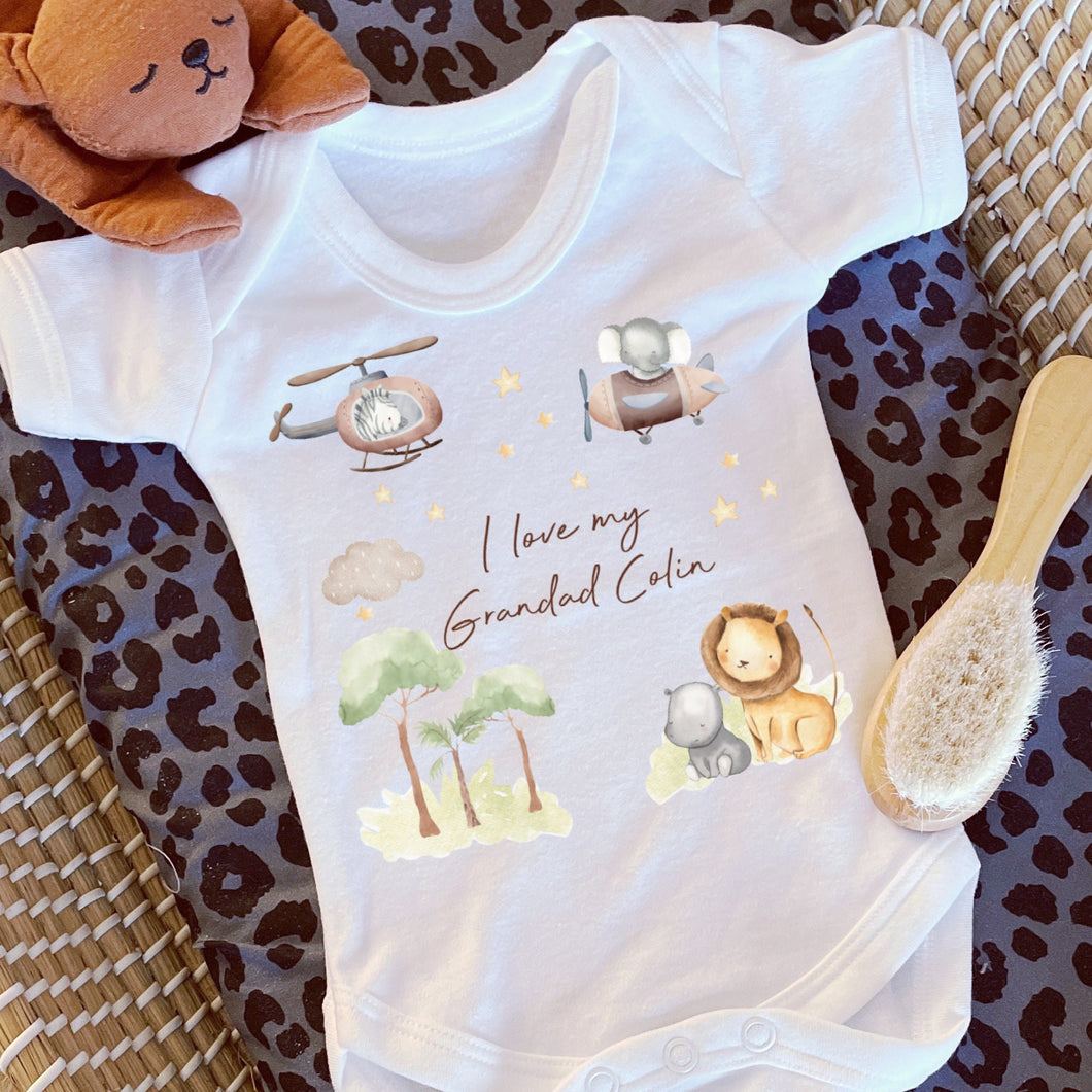 I Love My Grandad Baby Vest, Personalised Grandpa Babygrow, Newborn Pregnancy Announcement Gift, Going to be a Grandad Sleepsuit, Girl Boy
