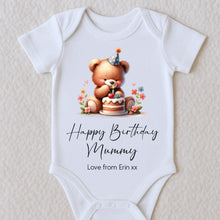 Load image into Gallery viewer, Happy Birthday Mummy Babygrow, 1st Birthday as My Mummy, Mama Birthday Gift, Personalised Birthday Sleepsuit Vest Bodysuit, Mummy from Baby

