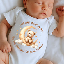 Load image into Gallery viewer, Sent With A Kiss From My Grandparent In Heaven, Grandma baby loss, Nana Memorial, Baby Funeral Outfit, Miracle Baby, Rainbow Baby vest
