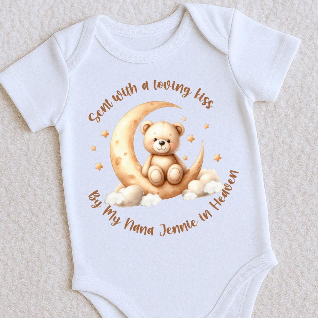 Sent With A Kiss From My Grandparent In Heaven, Grandma baby loss, Nana Memorial, Baby Funeral Outfit, Miracle Baby, Rainbow Baby vest