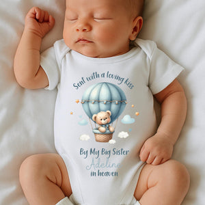 Sent With A Kiss From My Big Sister In Heaven, Sister baby loss, Brother Memorial, Baby Funeral Outfit, Miracle Baby, Rainbow Baby vest