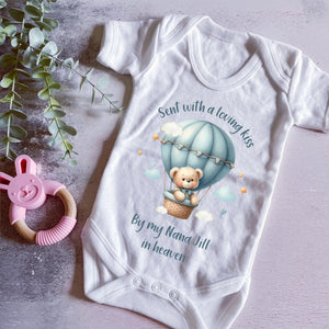Sent With A Kiss From My Uncle In Heaven, Sibling baby loss, Grandparent Memorial, Baby Funeral Outfit, Miracle Baby, Rainbow Baby vest