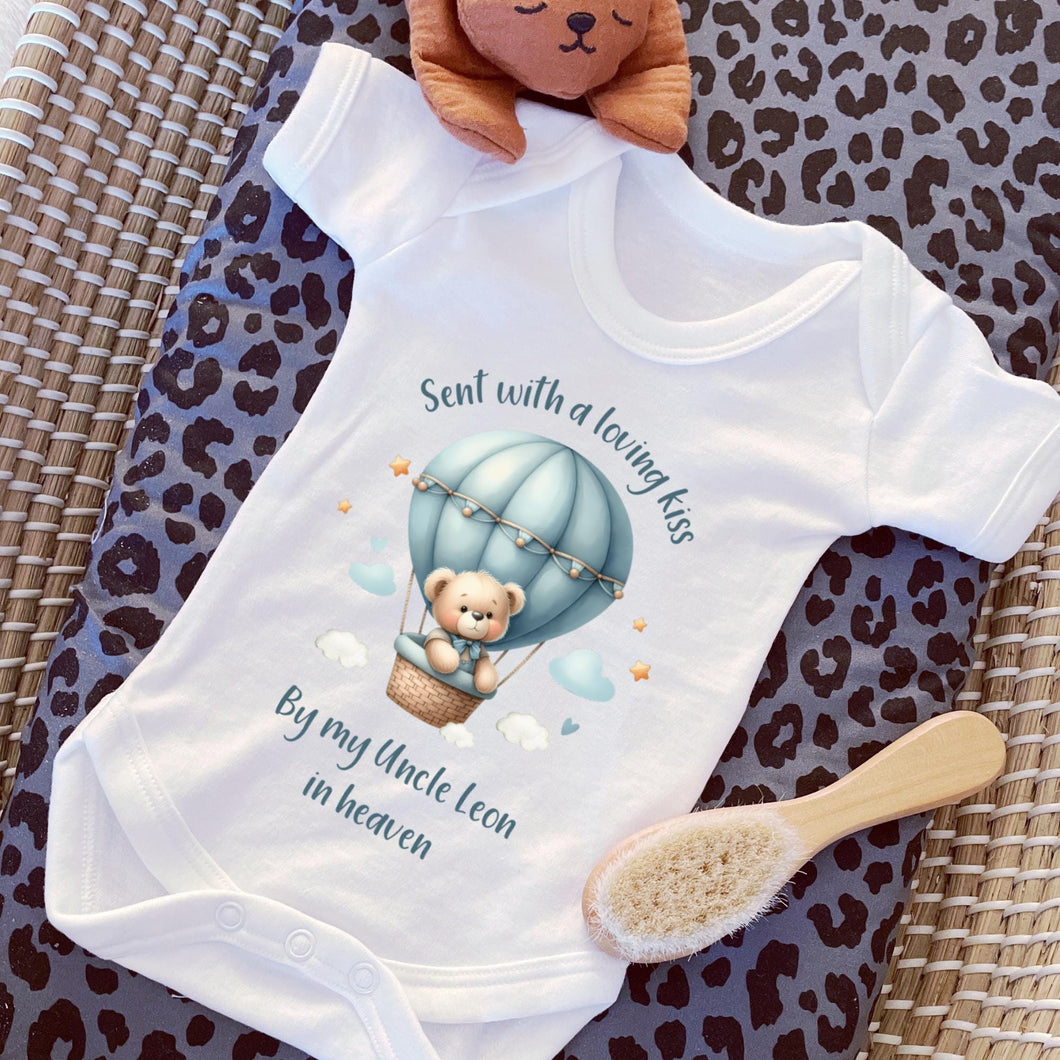Sent With A Kiss From My Uncle In Heaven, Sibling baby loss, Grandparent Memorial, Baby Funeral Outfit, Miracle Baby, Rainbow Baby vest