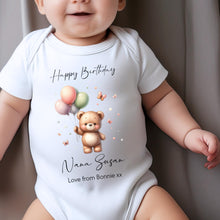 Load image into Gallery viewer, Happy Birthday Grandma Babygrow, 1st Birthday as My Granny, Grandparent Birthday Gift, Nana Birthday, Nan Birthday, Sleepsuit Vest Bodysuit
