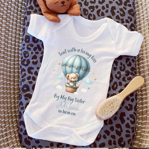 Sent With A Kiss From My Big Sister In Heaven, Sister baby loss, Brother Memorial, Baby Funeral Outfit, Miracle Baby, Rainbow Baby vest
