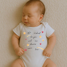 Load image into Gallery viewer, Pregnancy Announcement, Unisex Romper, Baby Reveal Sleepsuit, Baby Announcement onesie, Going home outfit, Rainbow Baby Keepsake, IVF baby
