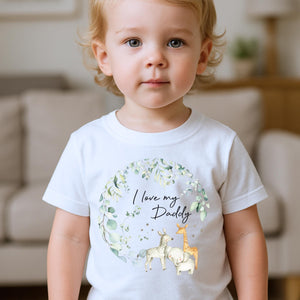 I Love My Daddy Safari T-Shirt, Baby & Kids Tee, Jungle Animal design, Daddy Gift Baby Top, Toddler Children Girls Boys, I love my Daddies
