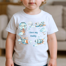 Load image into Gallery viewer, I Love My Daddy T-Shirt, Baby &amp; Kids Tee, Animal Planes design, Daddy Gift Baby Top, Toddler Children Girls Boys, I love my Daddies, Unisex
