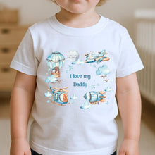 Load image into Gallery viewer, I Love My Daddy T-Shirt, Baby &amp; Kids Tee, Animal Planes design, Daddy Gift Baby Top, Toddler Children Girls Boys, I love my Daddies, Unisex
