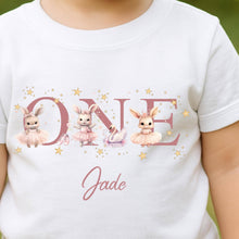 Load image into Gallery viewer, Personalised Ballet Birthday T-Shirt, Bunny Ballerina Birthday Outfit, Birthday vest, 1st Birthday, My First Birthday T-Shirt, Dancer Tee
