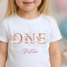 Load image into Gallery viewer, Personalised Ballet Birthday T-Shirt, Bunny Ballerina Birthday Outfit, Birthday vest, 1st Birthday, My First Birthday T-Shirt, Dancer Tee
