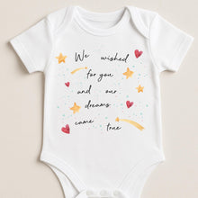 Load image into Gallery viewer, Pregnancy Announcement, Unisex Romper, Baby Reveal Sleepsuit, Baby Announcement onesie, Going home outfit, Rainbow Baby Keepsake, IVF baby
