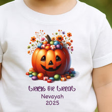 Load image into Gallery viewer, Personalised Halloween T-Shirt, Pumpkin Patch Tee, Custom Trick or Treat Tee, Spooky Tee, Too Cute to Spook, Boo Bag Gift, Unisex Halloween
