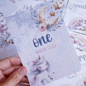 baby milestone cards, cute unicorns, pretty milestone cards, pregnancy cards her, baby shower gift, baby girl, new baby gift, unicorn cards