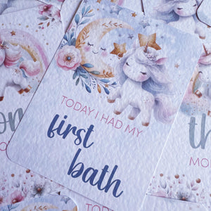 baby milestone cards, cute unicorns, pretty milestone cards, pregnancy cards her, baby shower gift, baby girl, new baby gift, unicorn cards