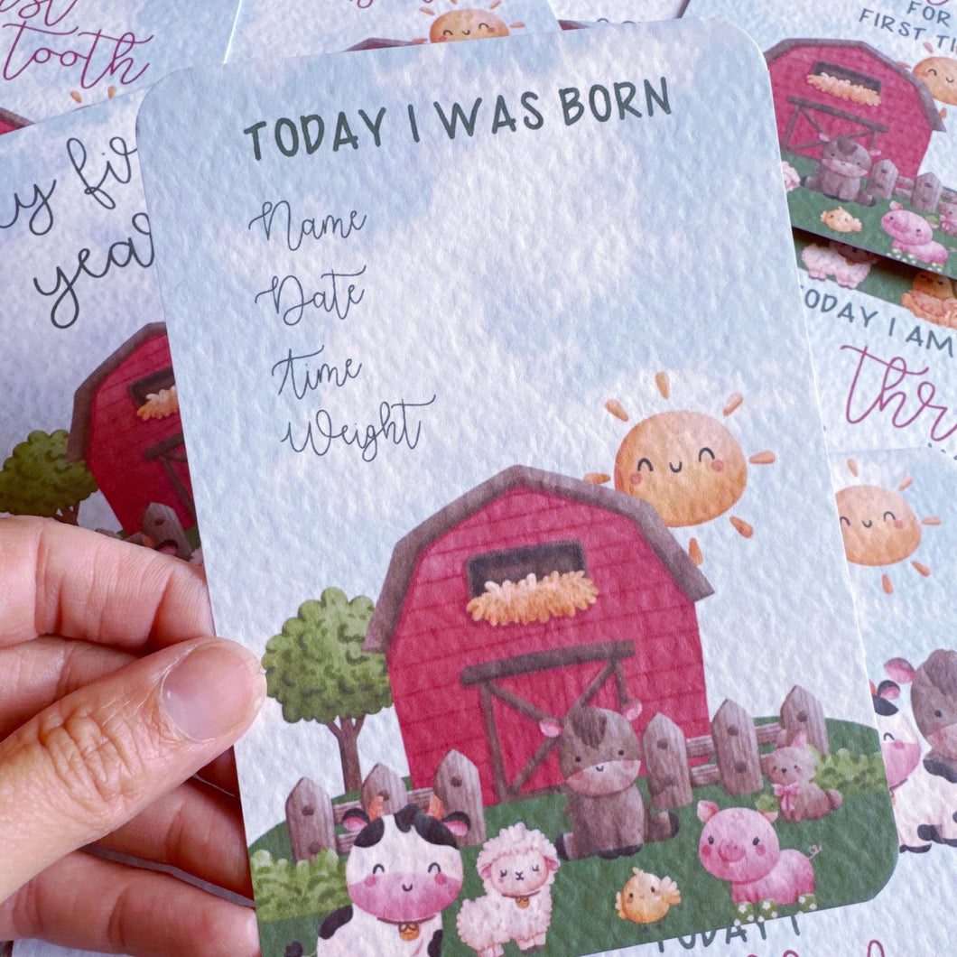 baby milestone cards, farmyard, Jungle, farm Milestone Cards, baby shower gift, pregnancy cards, baby girl, new baby gift, farmyard baby boy