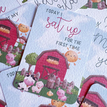 Load image into Gallery viewer, baby milestone cards, farmyard, Jungle, farm Milestone Cards, baby shower gift, pregnancy cards, baby girl, new baby gift, farmyard baby boy
