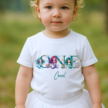 Load image into Gallery viewer, Mermaid ONE Birthday T-Shirt, first Birthday Outfit for Girl, Custom Name Baby Top, 1st Birthday Shirt Toddler, Under the Sea Mermaid Theme
