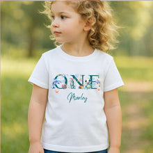Load image into Gallery viewer, Under The Sea ONE Birthday T-Shirt, first Birthday Outfit for Kids, Custom Name Baby Top, 1st Birthday Shirt Toddler, Ocean Theme Party Tee
