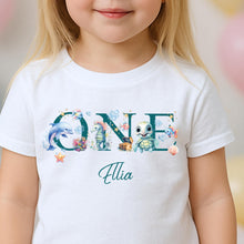 Load image into Gallery viewer, Under The Sea ONE Birthday T-Shirt, first Birthday Outfit for Kids, Custom Name Baby Top, 1st Birthday Shirt Toddler, Ocean Theme Party Tee
