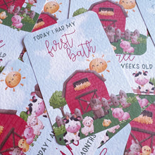 Load image into Gallery viewer, baby milestone cards, farmyard, Jungle, farm Milestone Cards, baby shower gift, pregnancy cards, baby girl, new baby gift, farmyard baby boy
