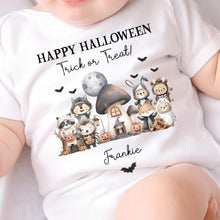 Load image into Gallery viewer, Personalised First Halloween Baby Vest My first Halloween Babygrow Pumpkin Baby&#39;s First Halloween Trick or Treat 1st Halloween Personalised
