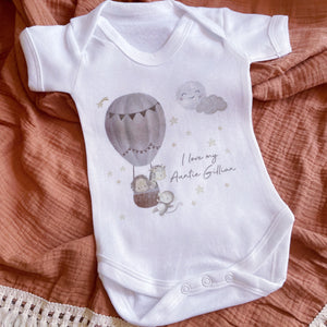 I love you Auntie babygrow / Sleepsuit Hot Air ballon