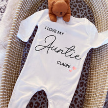 Load image into Gallery viewer, I love you Auntie Script babygrow / Sleepsuit
