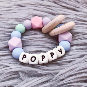 Personalised Silicone Teething Ring - Pastels - Hopes, Dreams & Jellybeans 