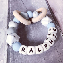 Load image into Gallery viewer, Personalised Blue Hue Silicone Teething Ring
