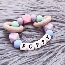 Load image into Gallery viewer, Personalised Silicone Teething Ring - Pastels - Hopes, Dreams &amp; Jellybeans 
