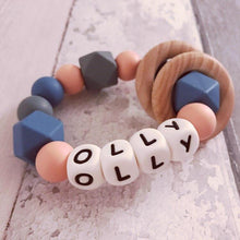 Load image into Gallery viewer, Personalised Silicone Teething Ring - Niagra/Peach - Hopes, Dreams &amp; Jellybeans 
