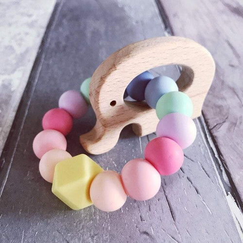 Elephant Mini Teething Ring - Pastel Rainbow - Hopes, Dreams & Jellybeans 
